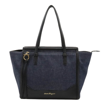 Salvatore Ferragamo Amy Navy Denim - Jeans Tote Bag