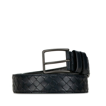 Bottega Veneta Intrecciato Navy Leather Belt 