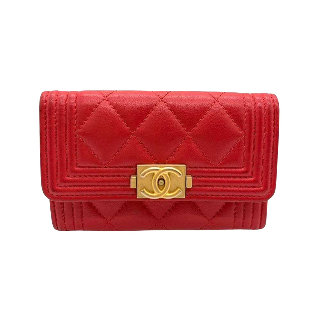 Chanel Boy Red Leather Wallet 