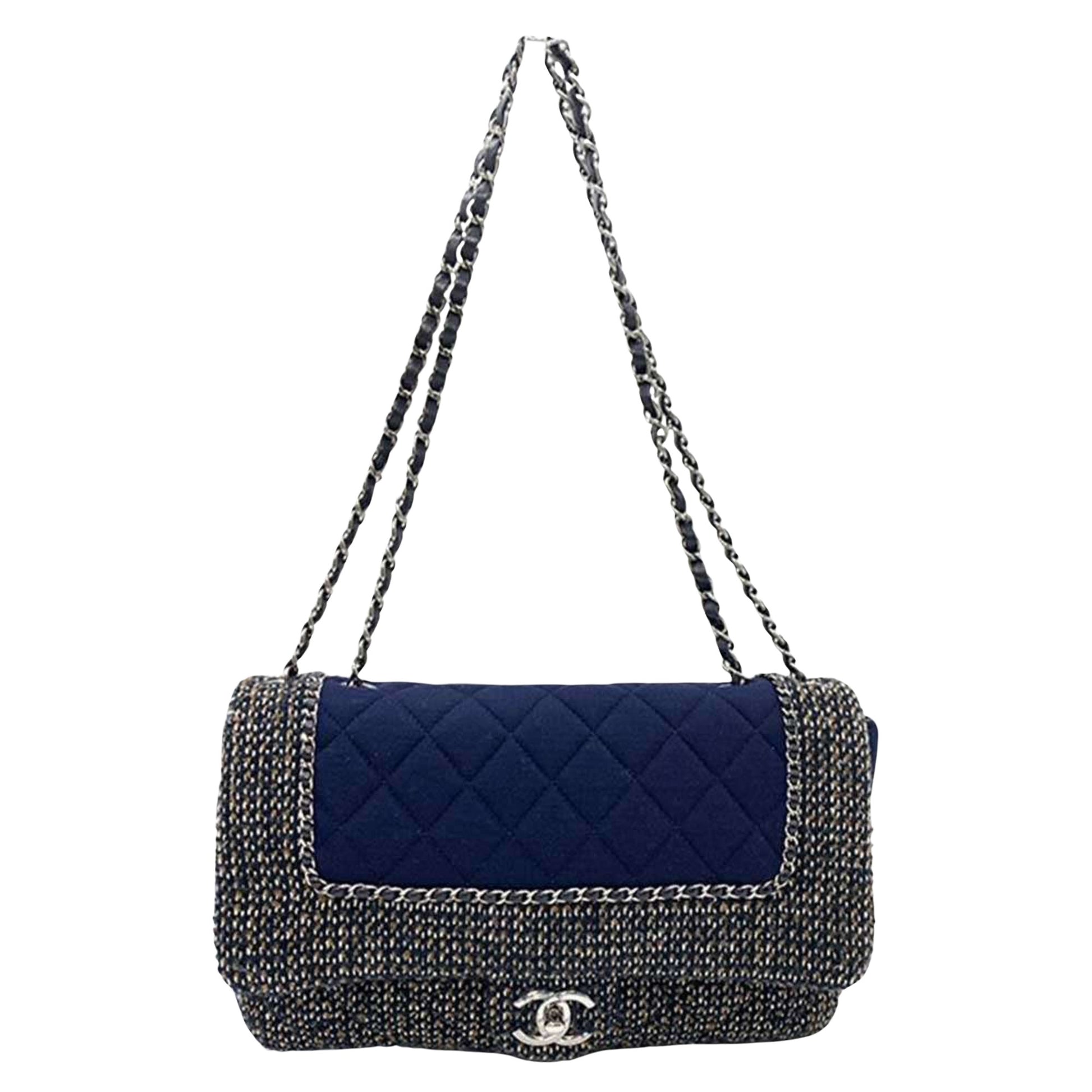 Chanel Timeless Grey Tweed Shoulder Bag