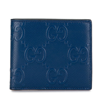 Gucci GG embossé Navy Leather Wallet 