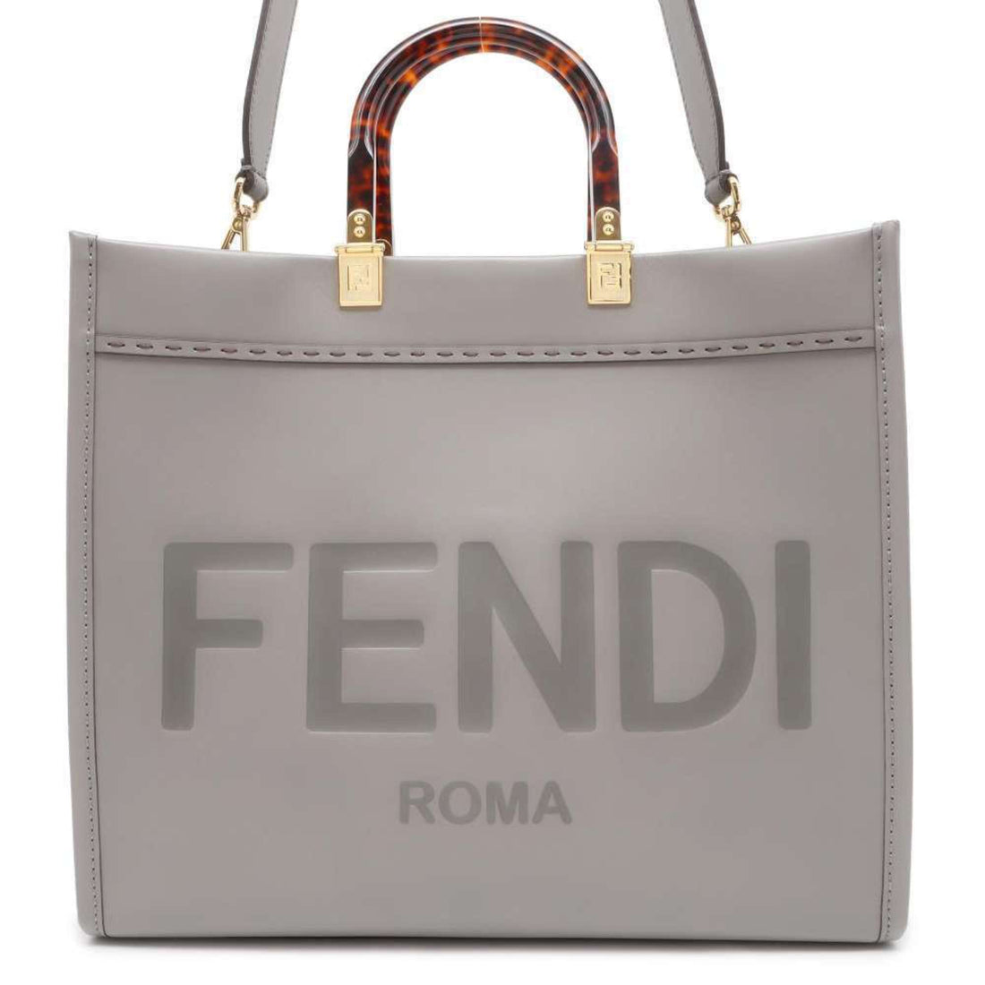 Fendi Sunshine Grey Leather Handbag 