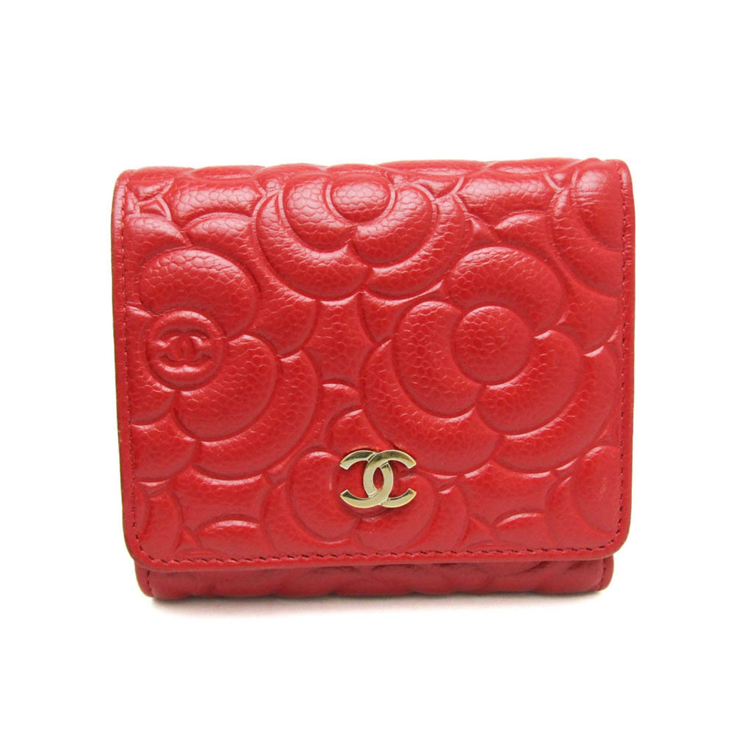 Chanel Camellia Red Leather Wallet 