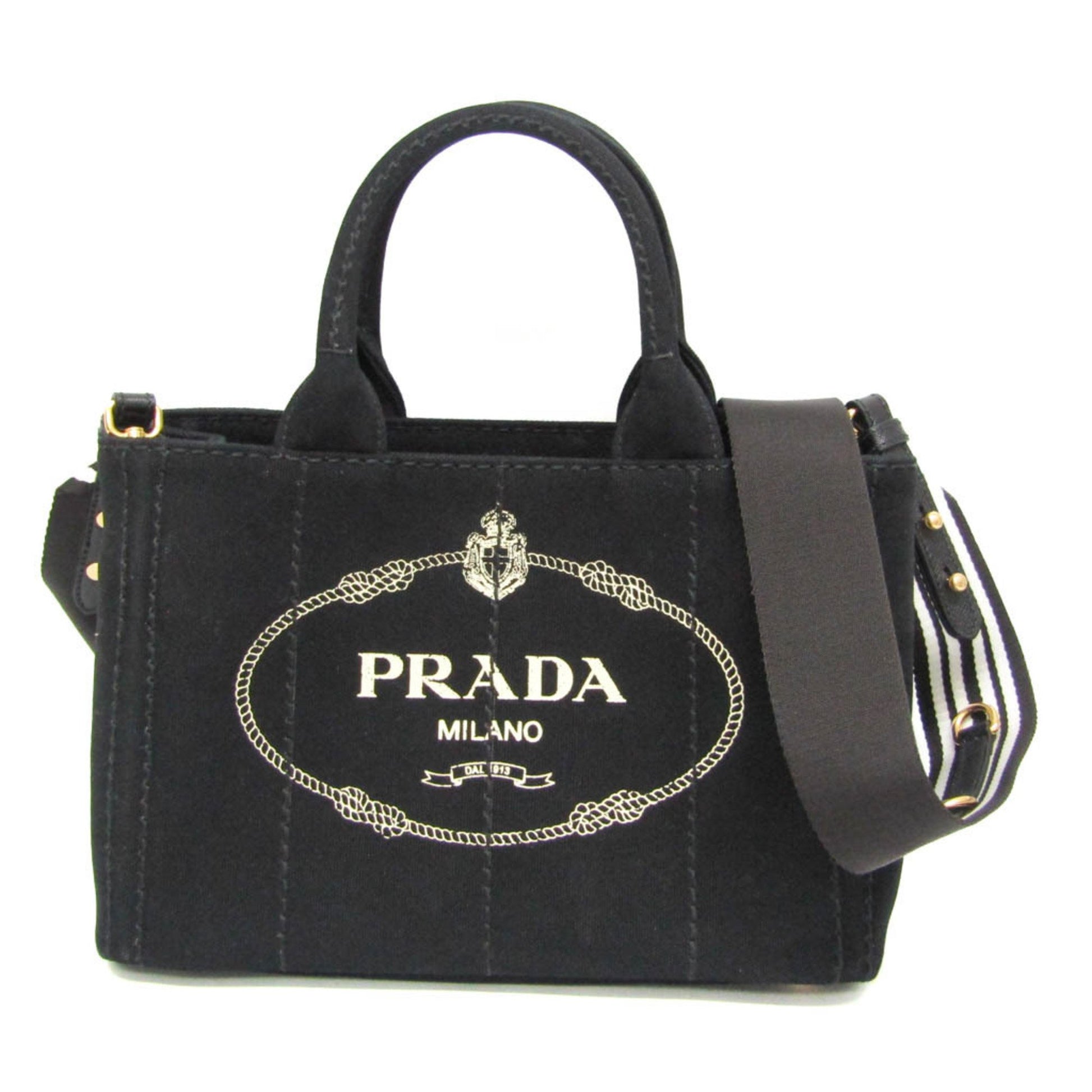 Prada Canapa Black Canvas Shoulder Bag