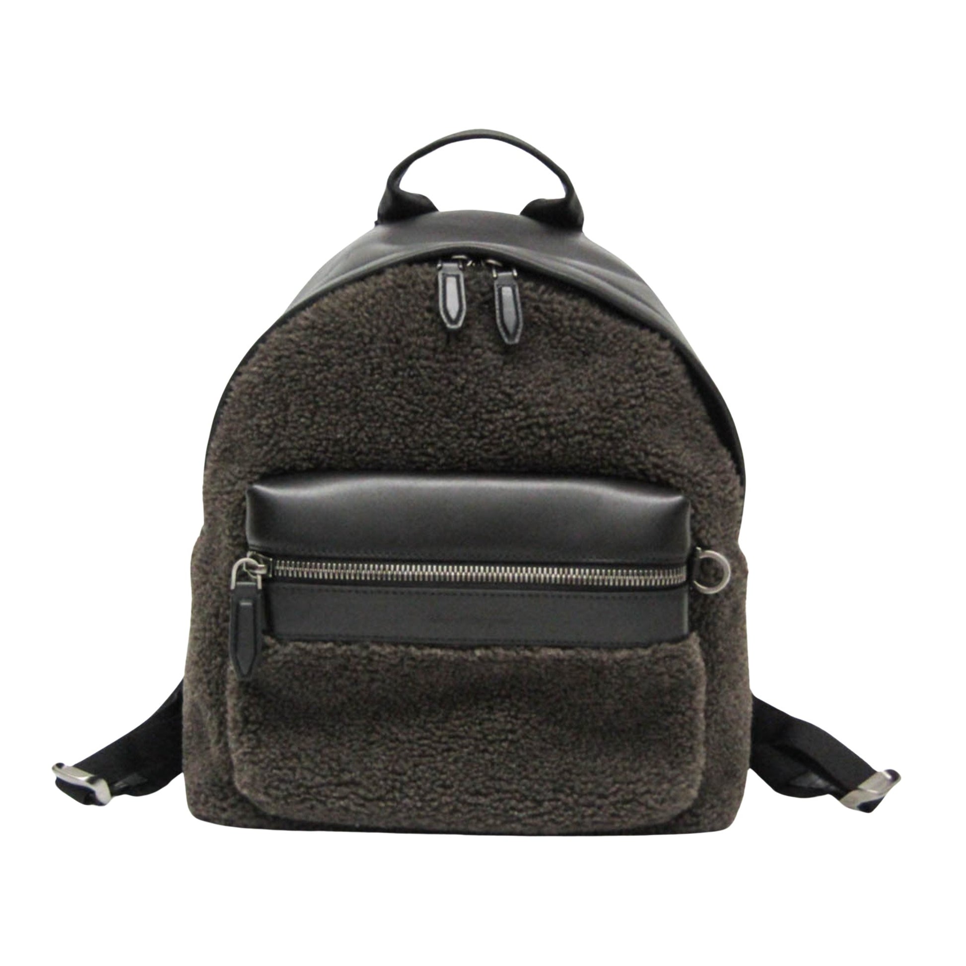 Salvatore Ferragamo Gancini Black Fur Backpack Bag