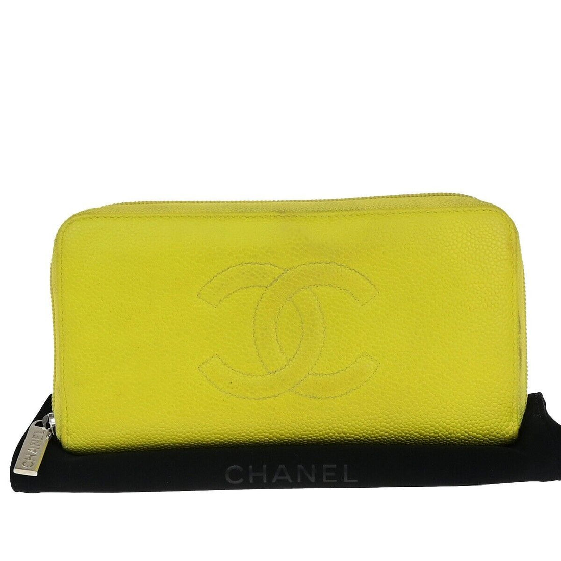 Chanel Zip around wallet Yellow Leather Wallet 