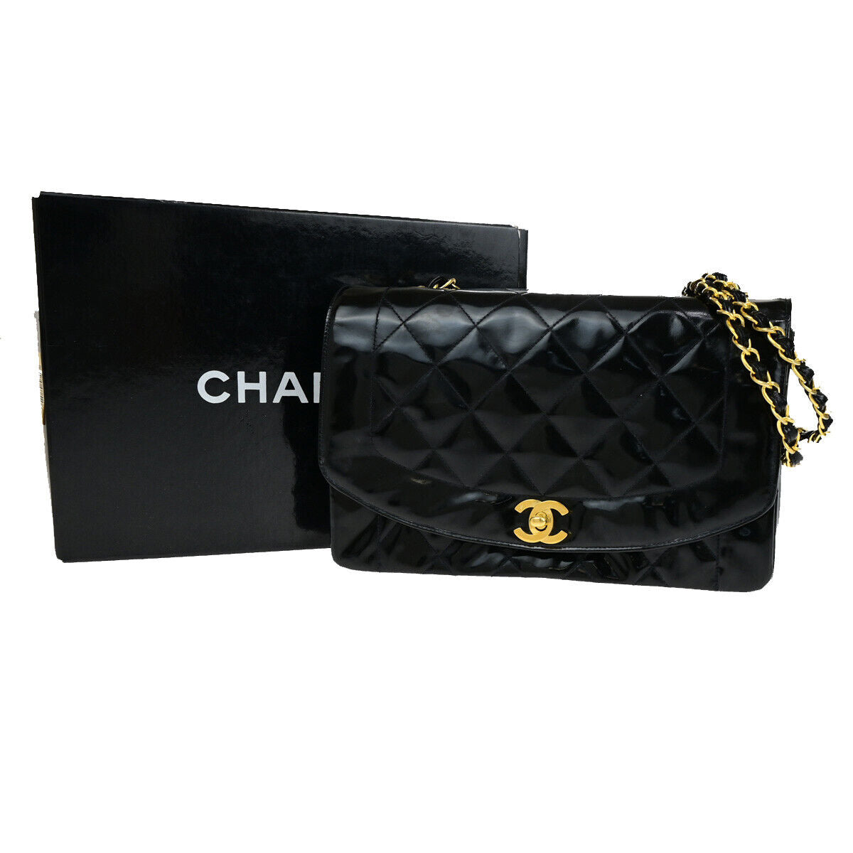 Chanel Diana Black Patent Leather Shoulder Bag