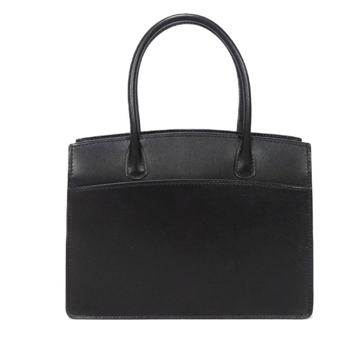 Hermès White Bus Black Leather Tote Bag