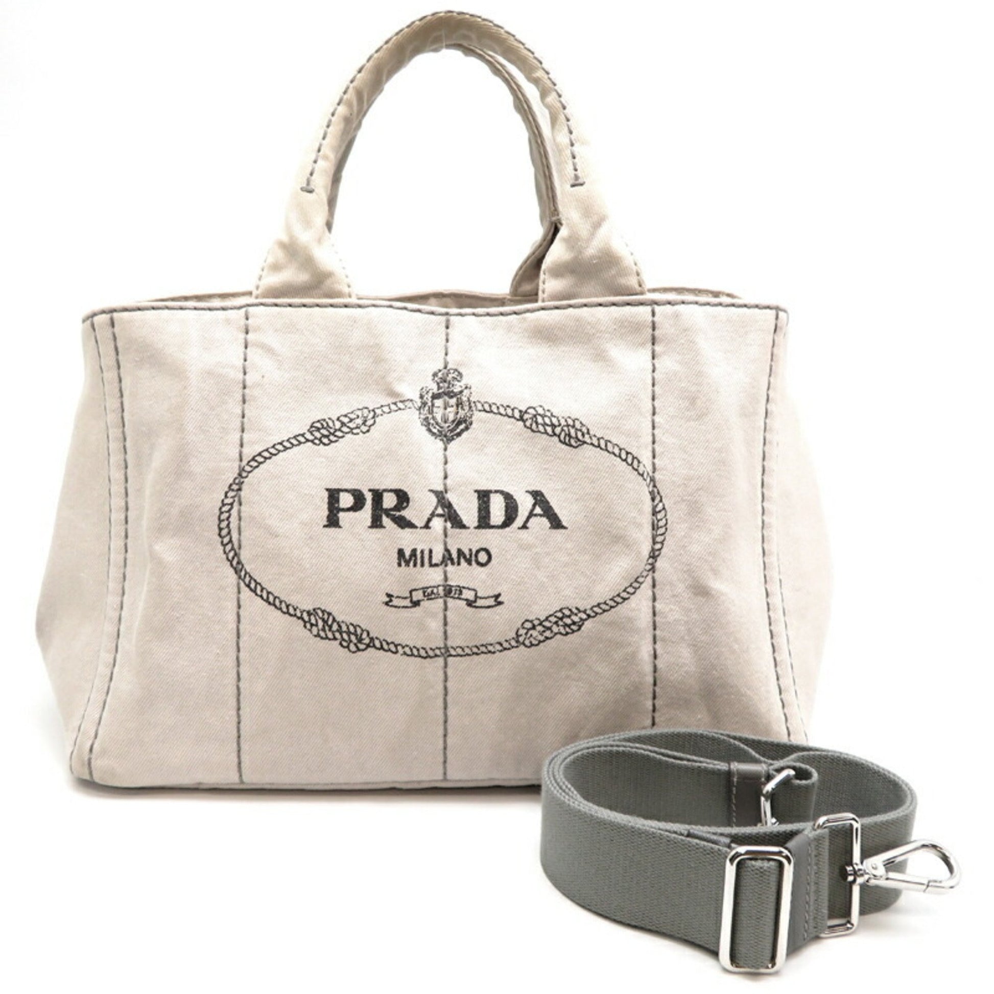 Prada Canapa Beige Canvas Tote Bag