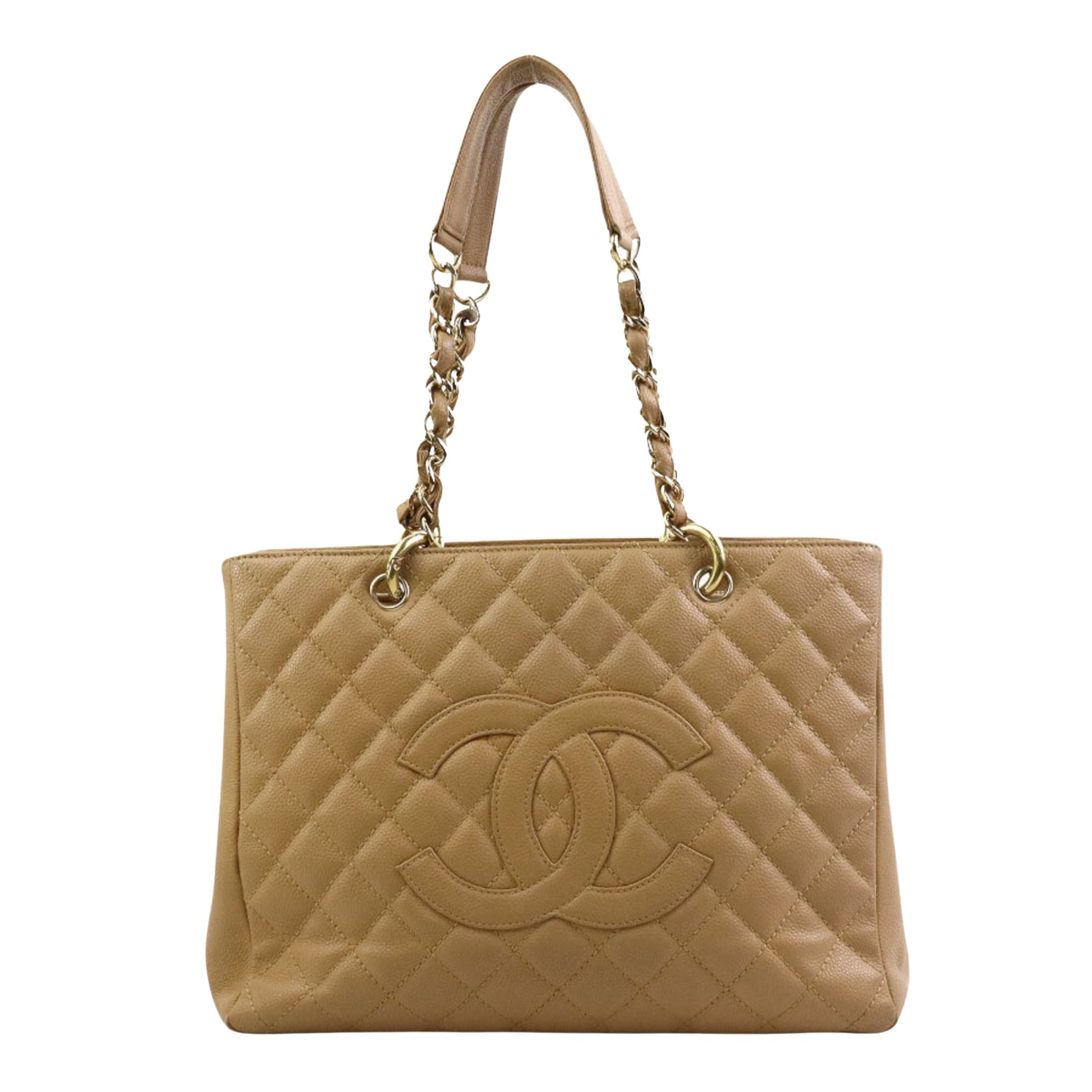 Chanel Shopping Beige Leather Shoulder Bag