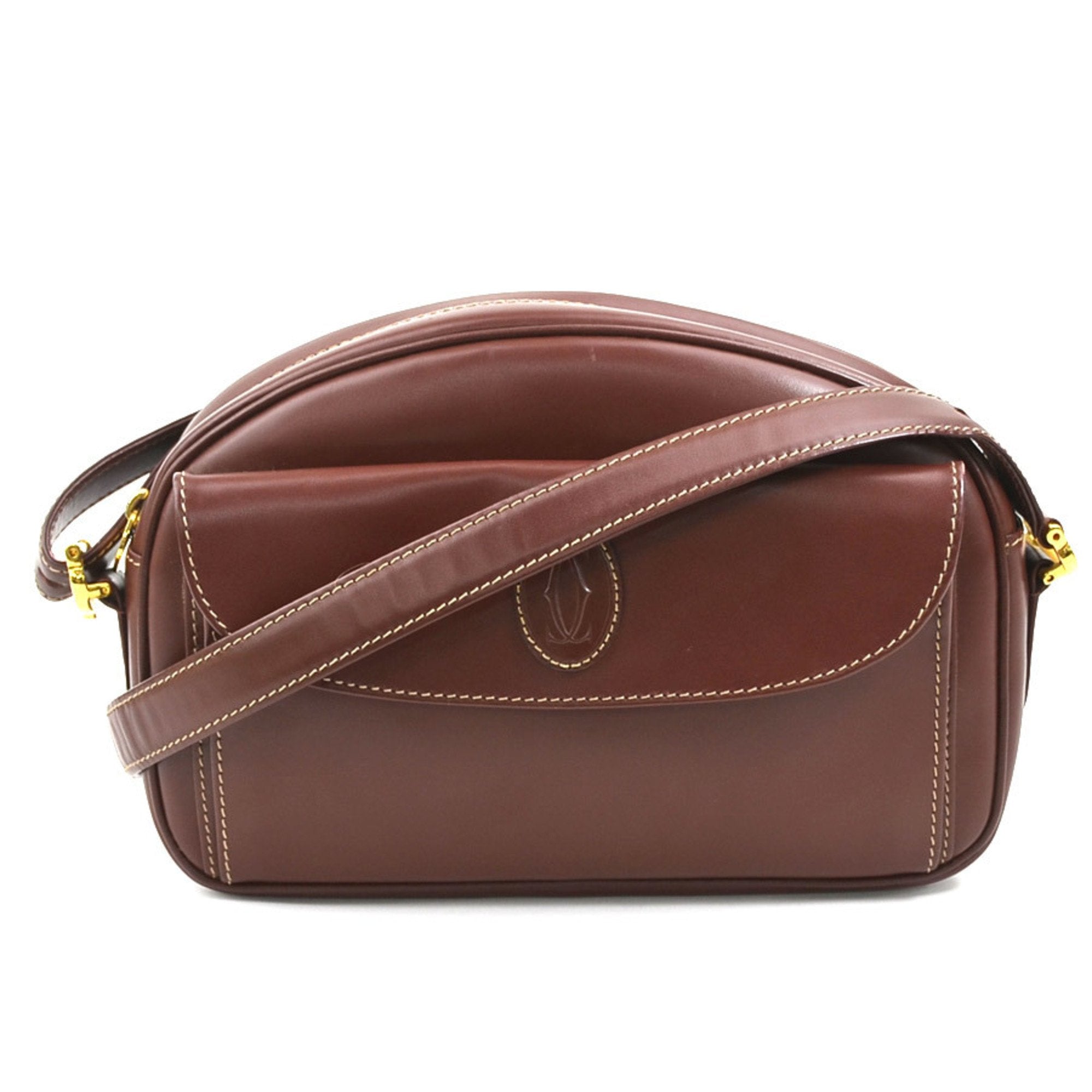 Cartier Must line Burgundy Leather Shoulder Bag