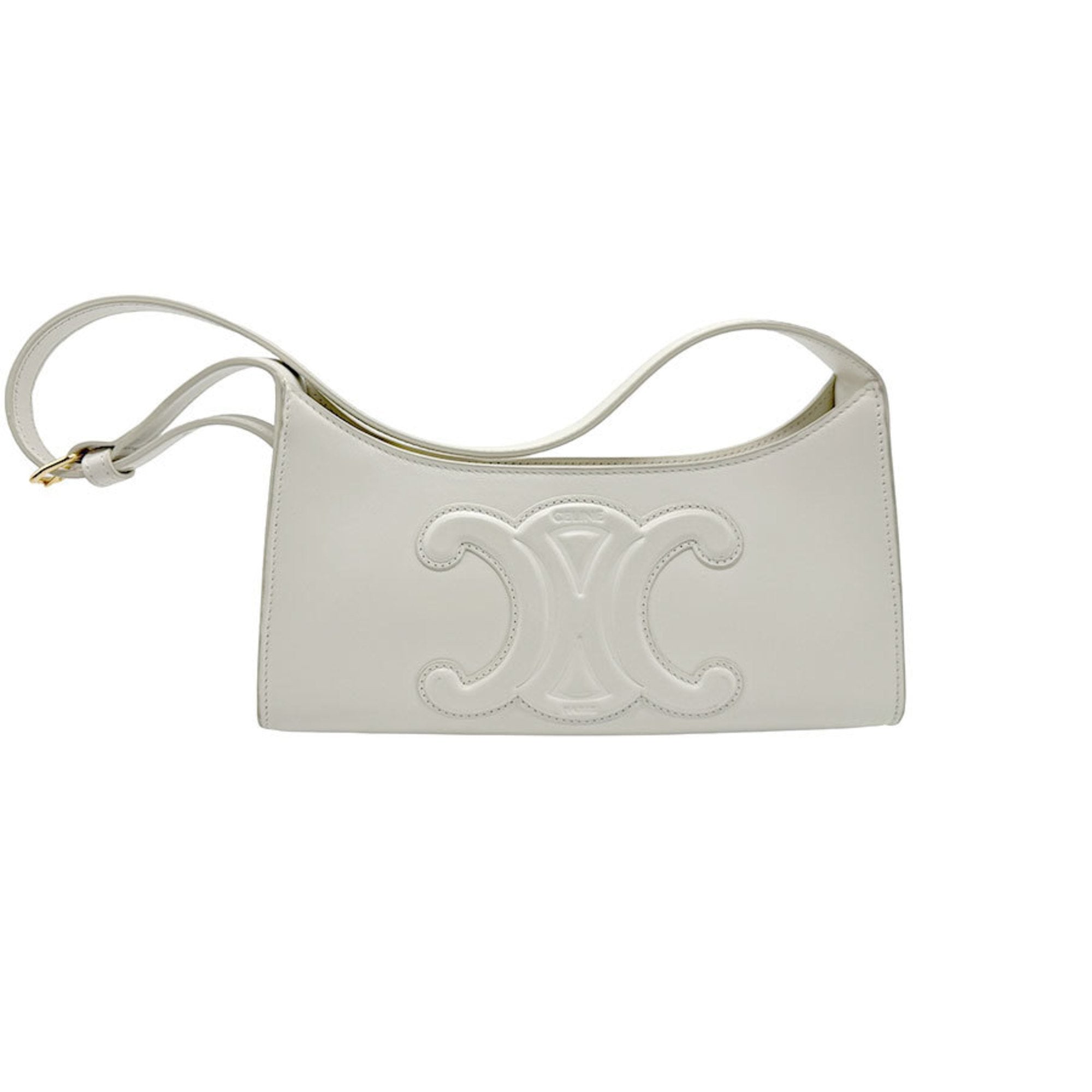 Céline Triomphe White Leather Handbag 