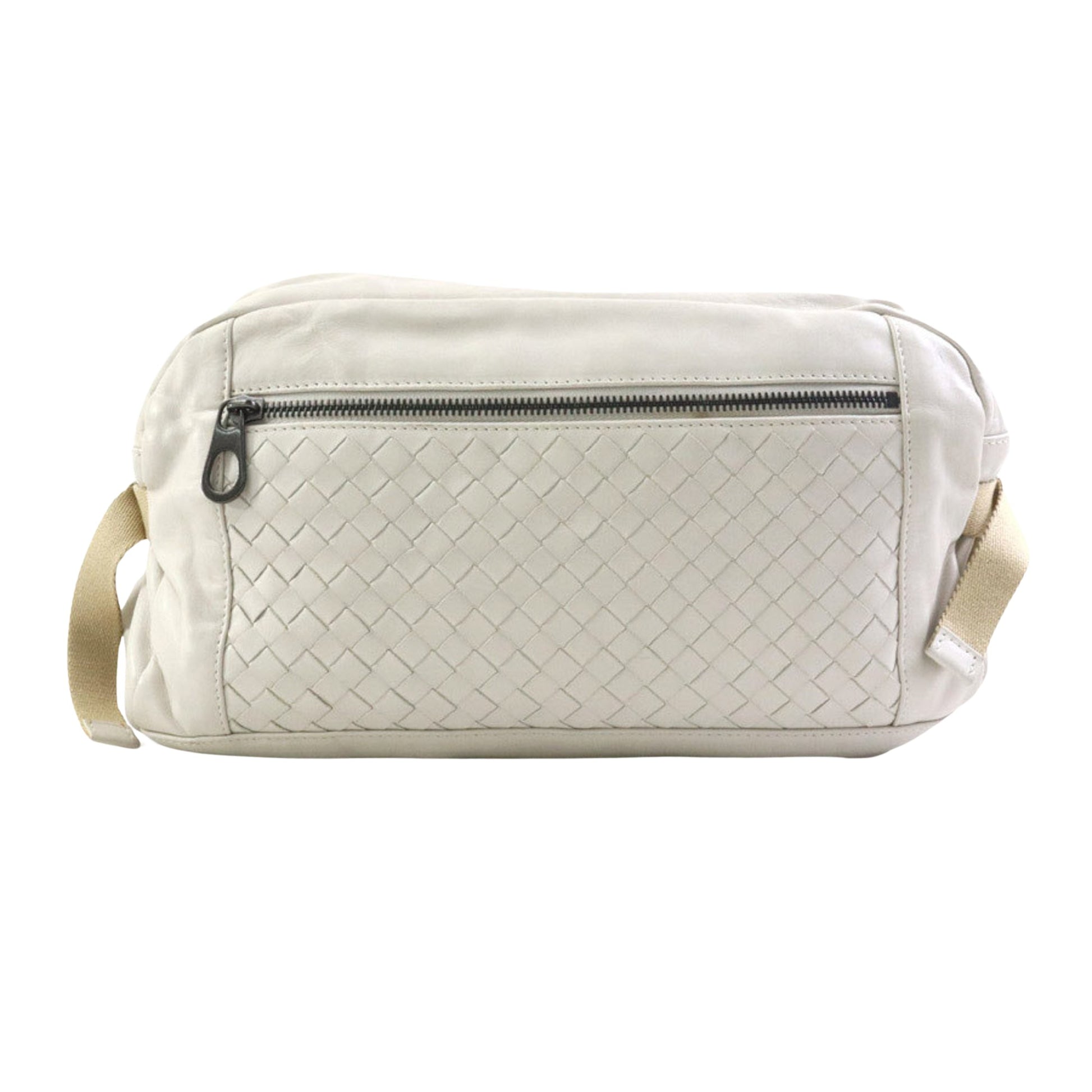 Bottega Veneta Intrecciato Beige Leather Clutch Bag