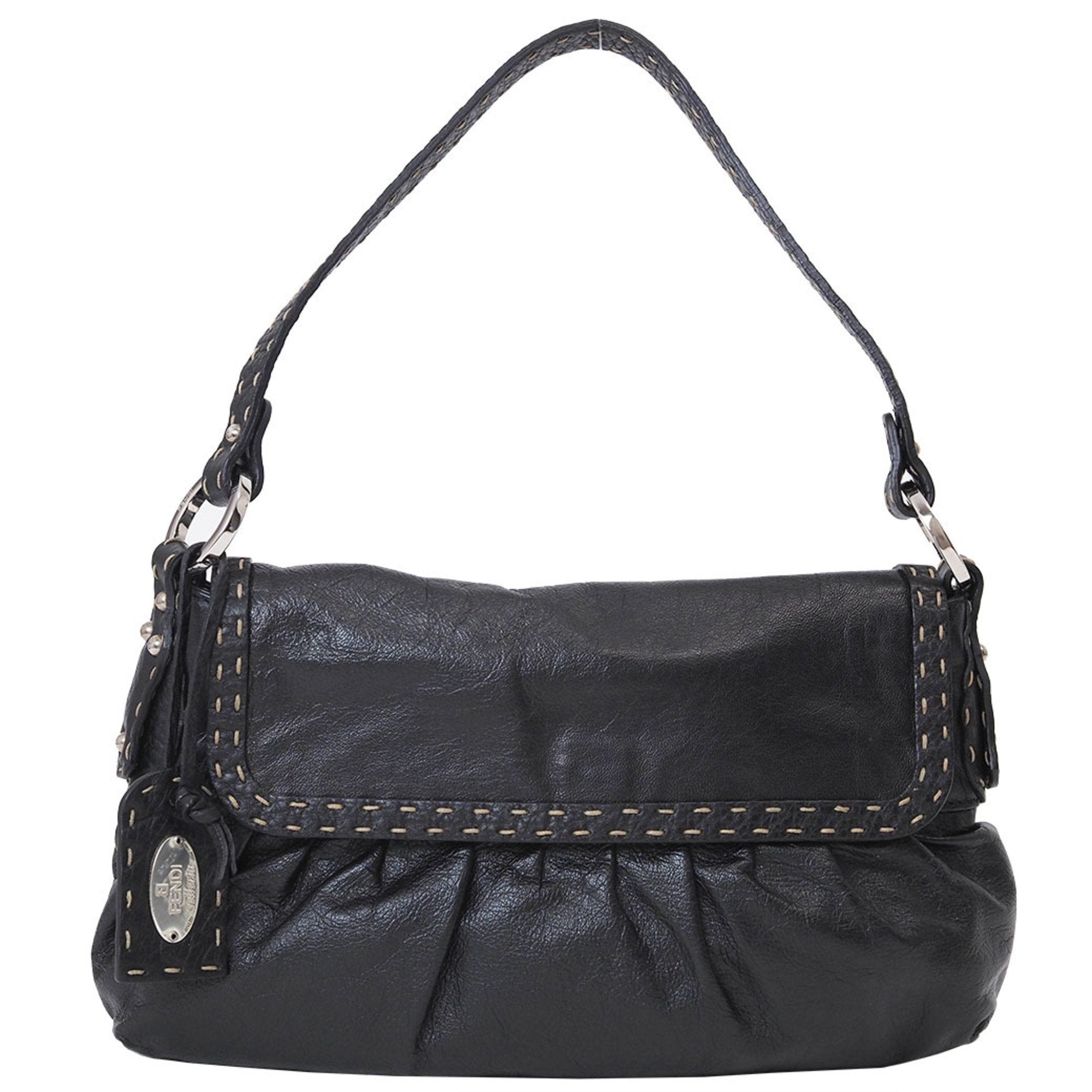 Fendi Selleria Black Leather Shoulder Bag