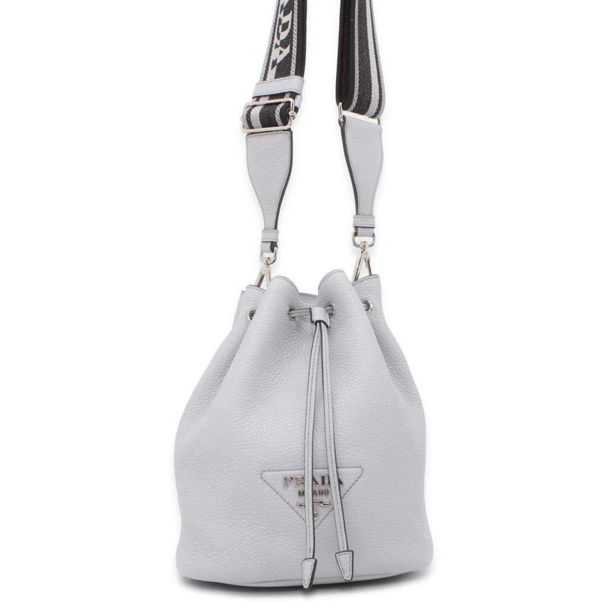 Prada Saffiano Grey Leather Shoulder Bag