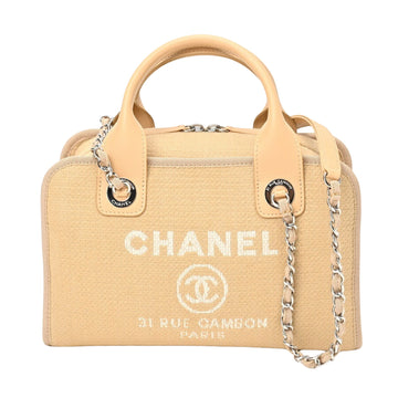 Chanel Deauville Beige Canvas Handbag 