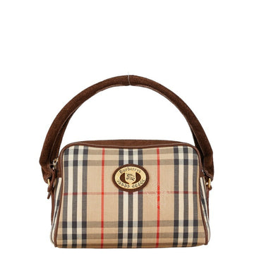 Burberry Nova Check Brown Canvas Handbag 