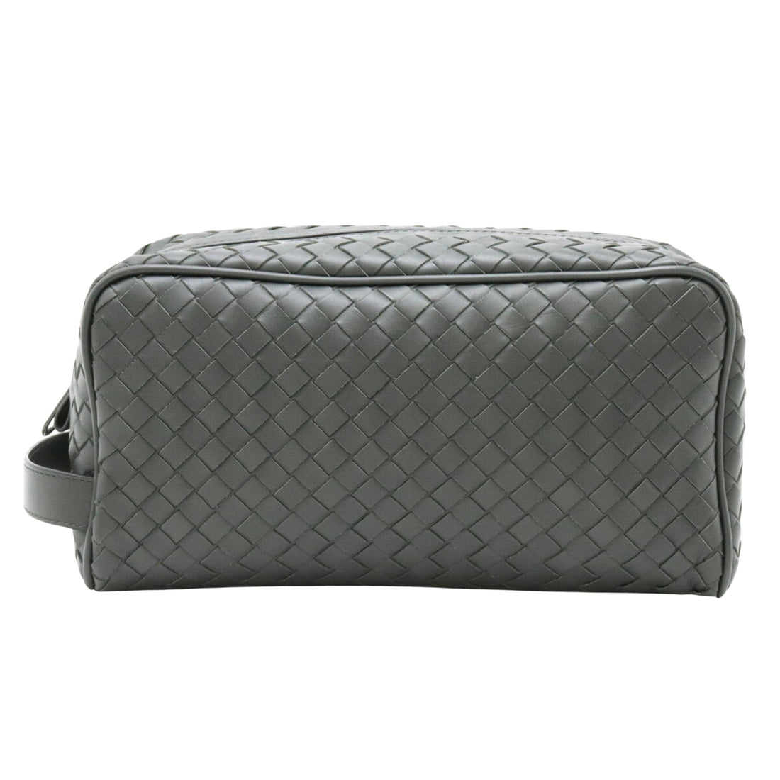 Bottega Veneta Intrecciato Grey Leather Clutch Bag