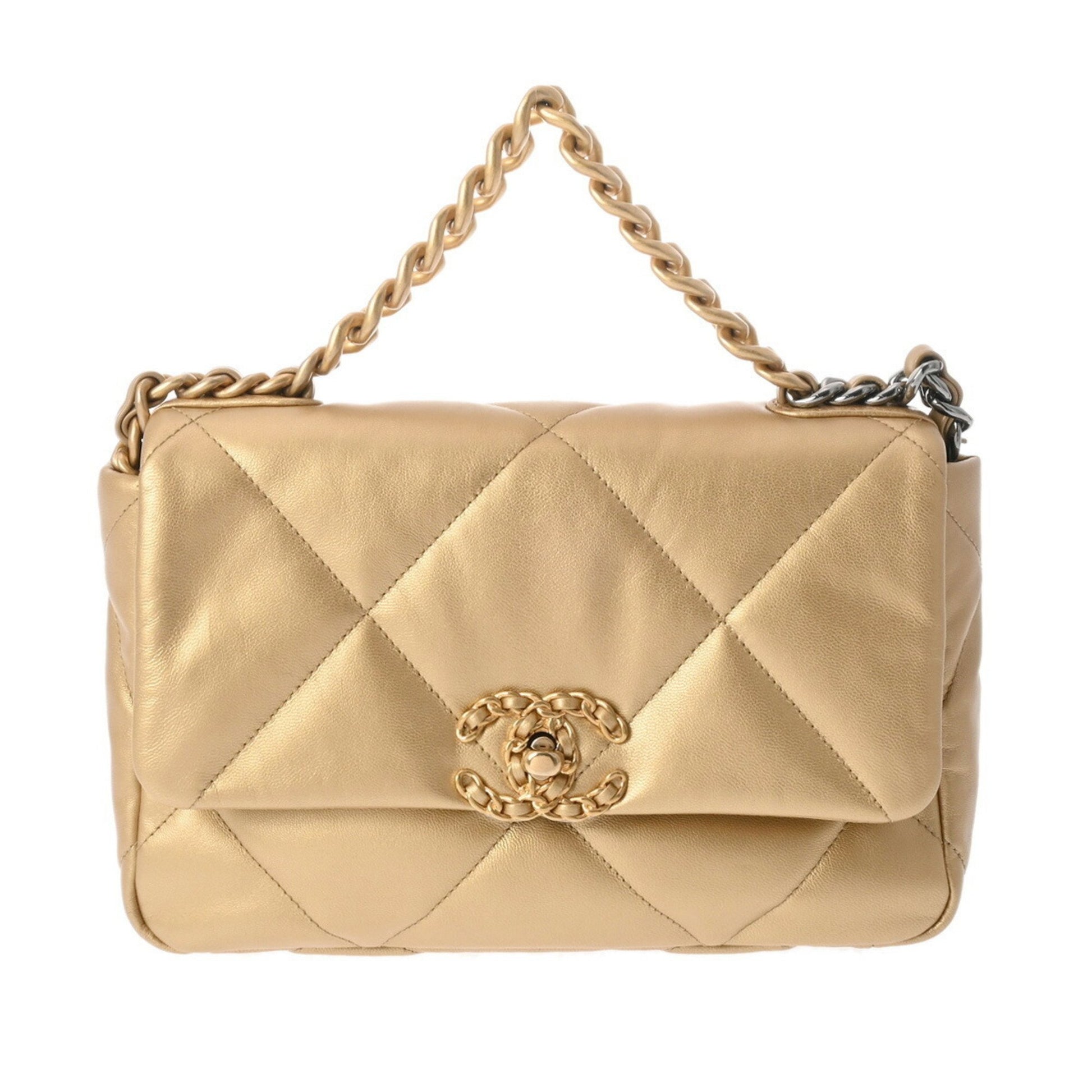 Chanel Chanel 19 Gold Leather Shoulder Bag