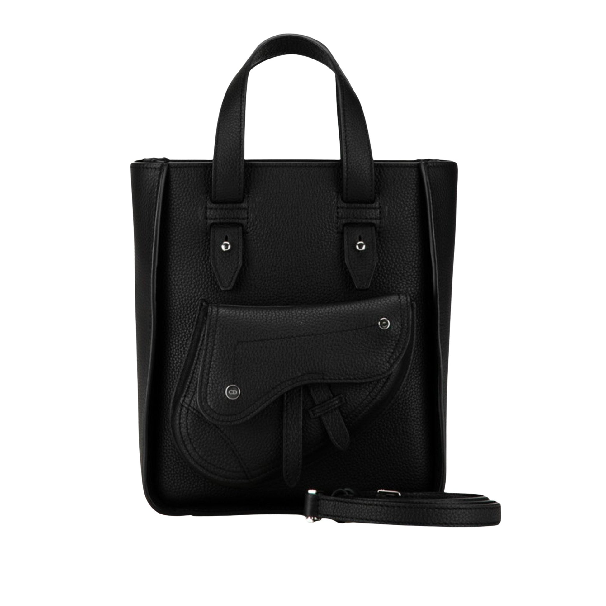 Dior Saddle Black Leather Tote Bag