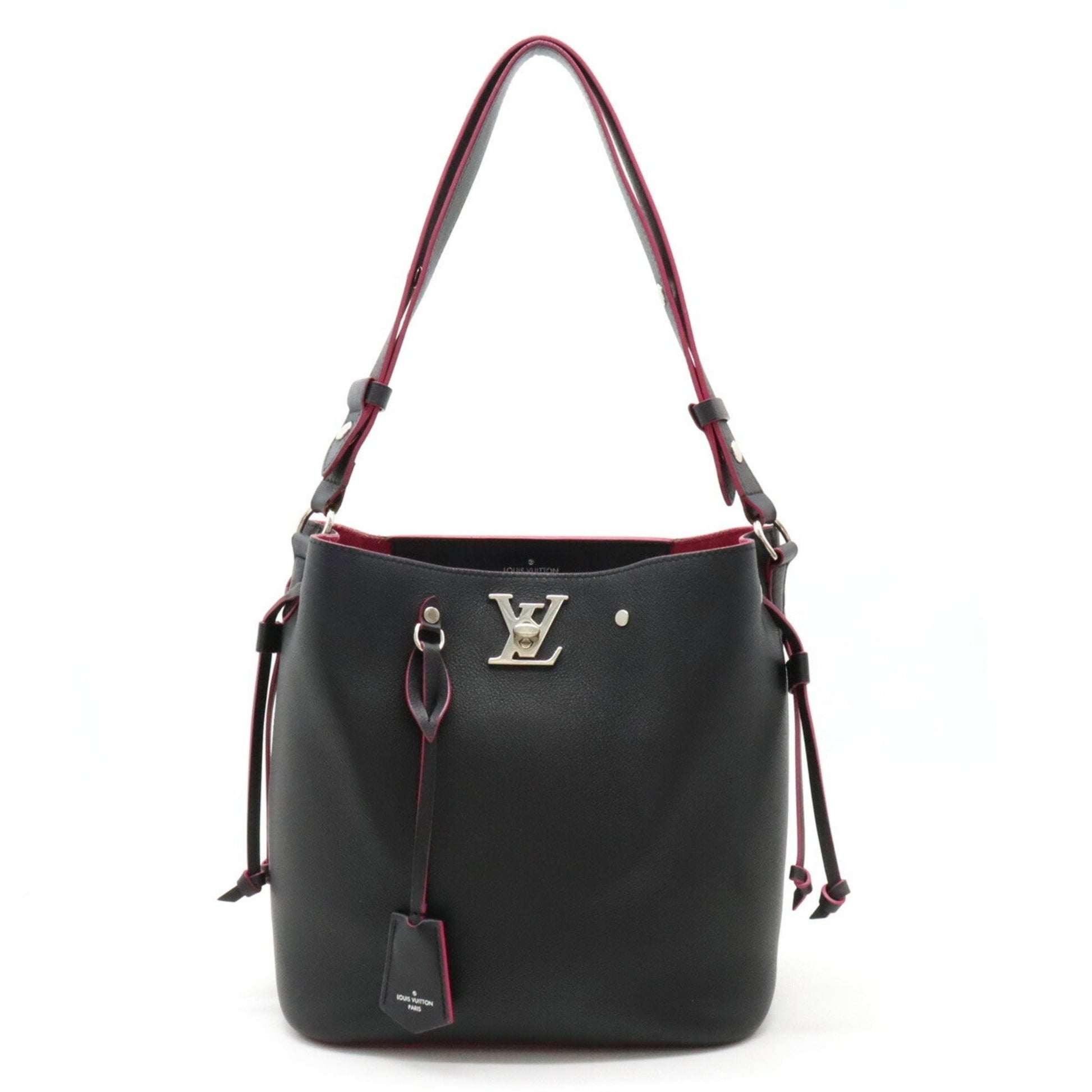 Louis Vuitton Lockme Bucket Black Leather Shoulder Bag