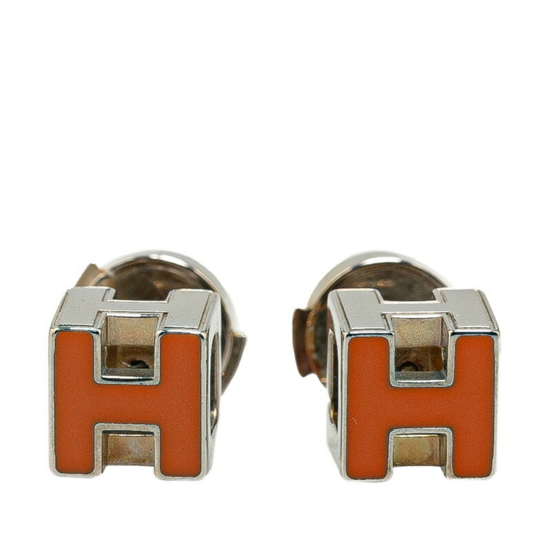 Hermès Cage d'H Orange Metal Earring 