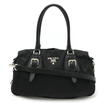 Prada Tessuto Black Leather Tote Bag