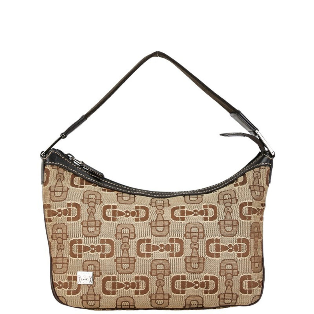 Gucci Horsebit Brown Canvas Handbag 