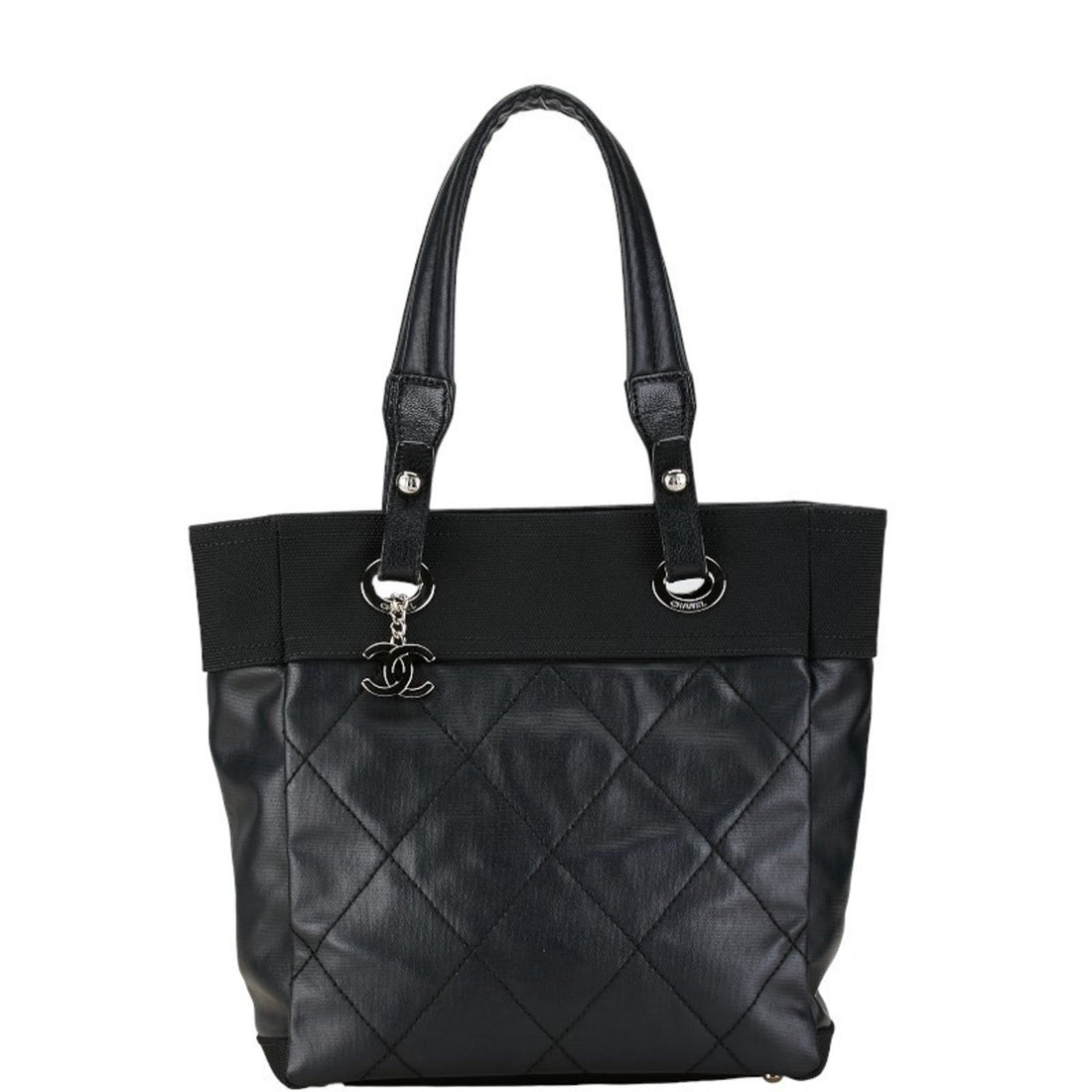 Chanel Biarritz Black Canvas Tote Bag