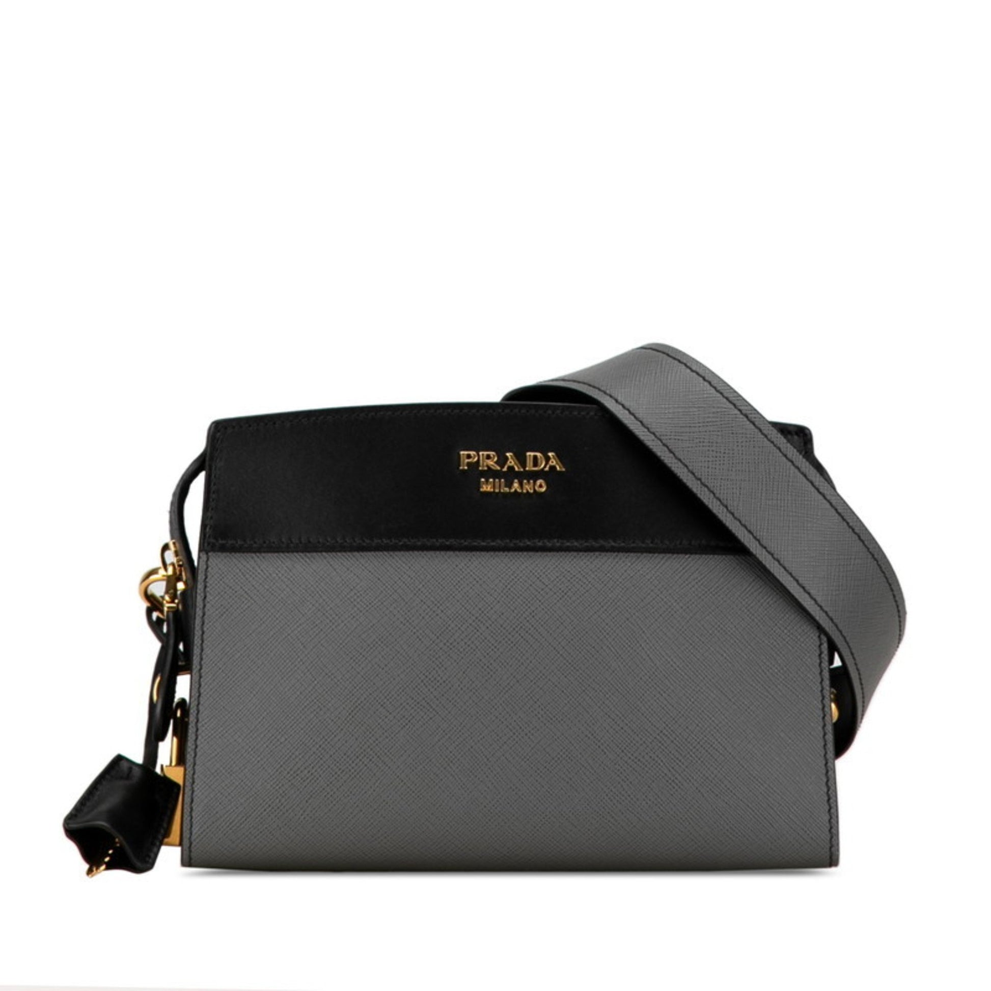 Prada Esplanade Grey Leather Shoulder Bag