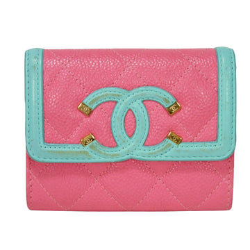 Chanel CC Filigree Pink Pony-Style Calfskin Wallet 