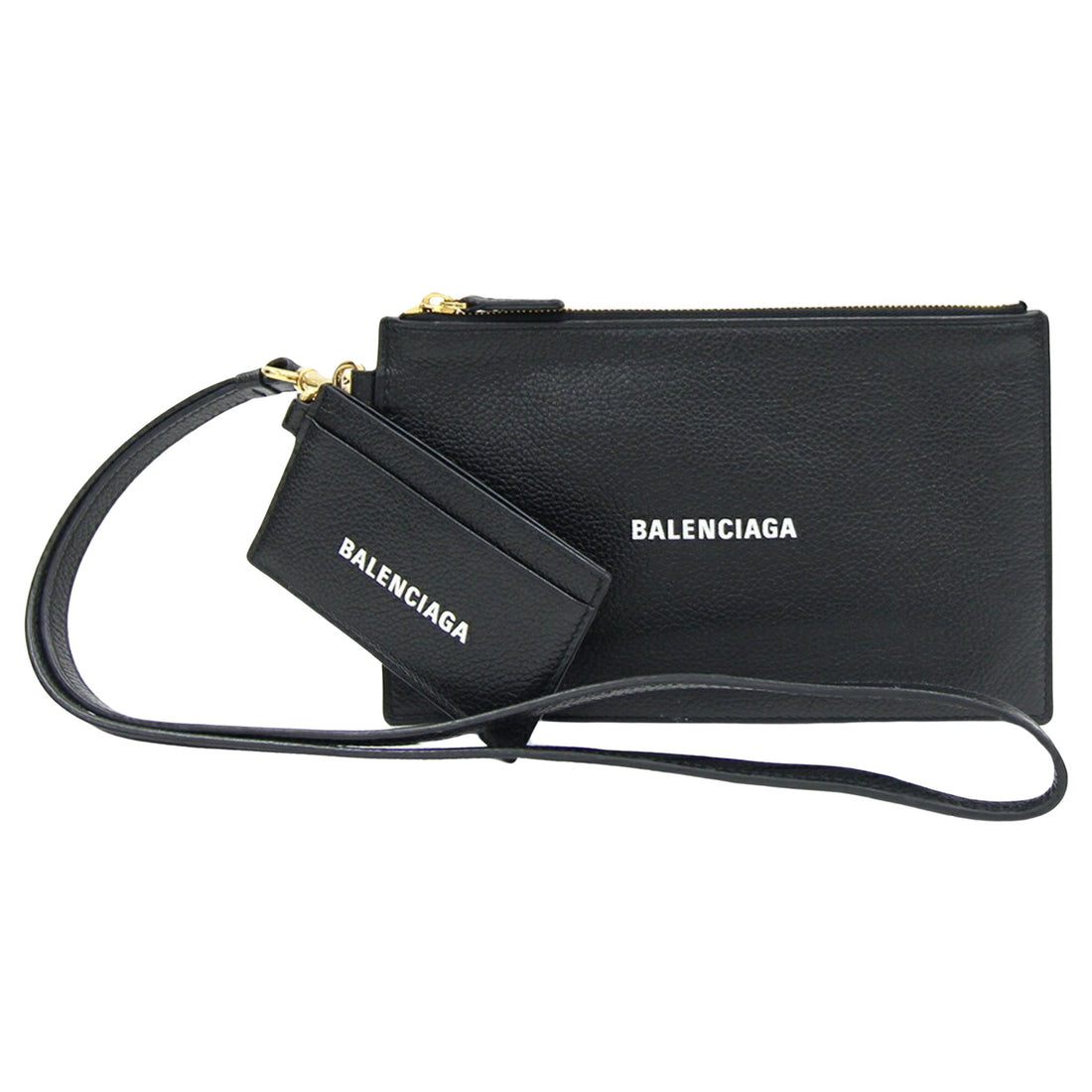 Balenciaga Cash Black Leather Clutch Bag