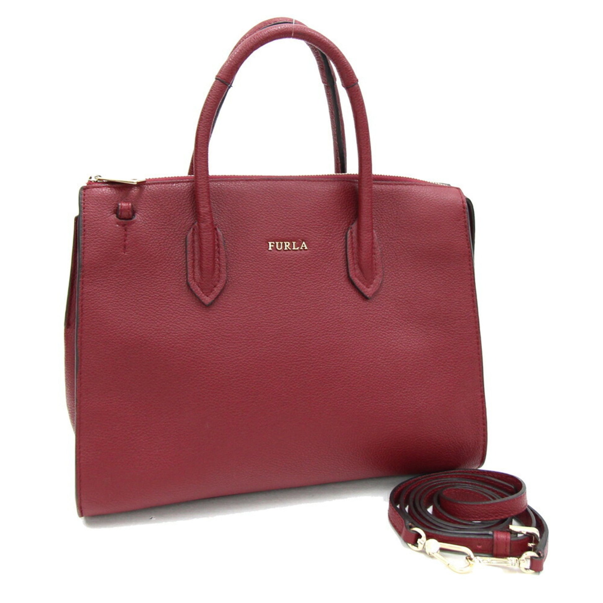 Furla Burgundy Leather Handbag 