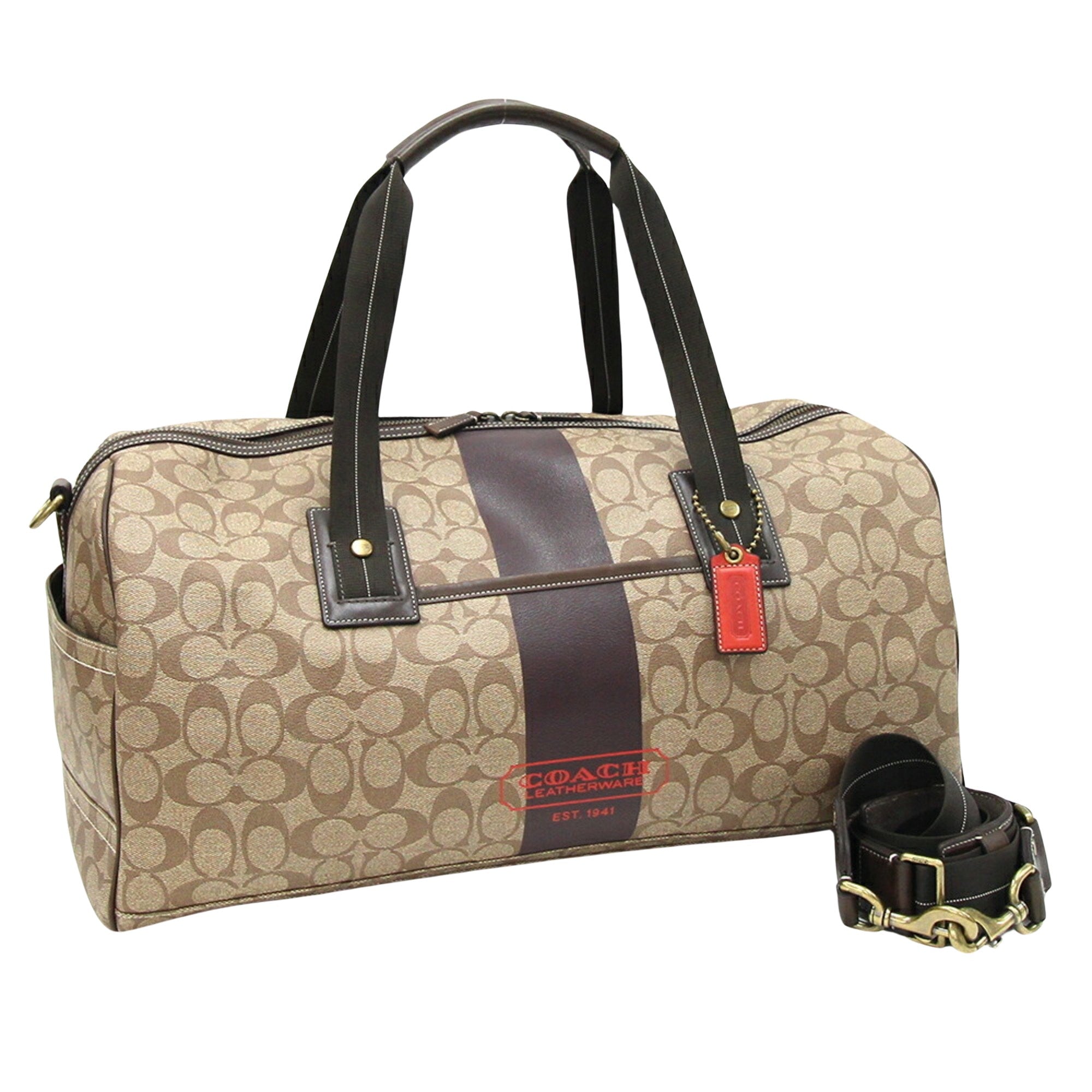 Coach Signature Beige Canvas Travel Bag