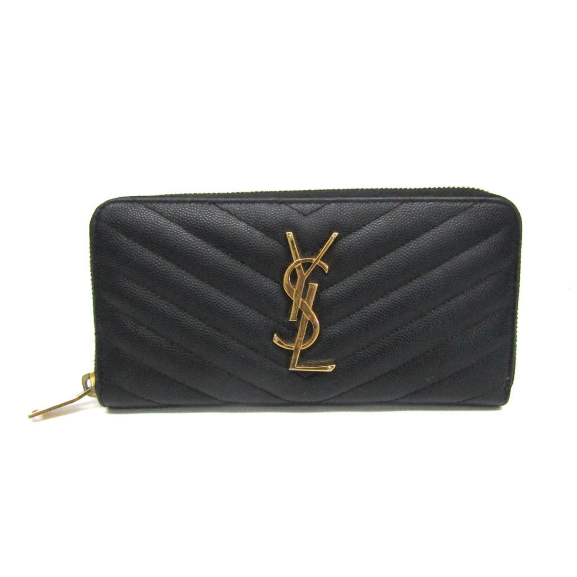 Saint Laurent Cassandra Navy Leather Wallet 