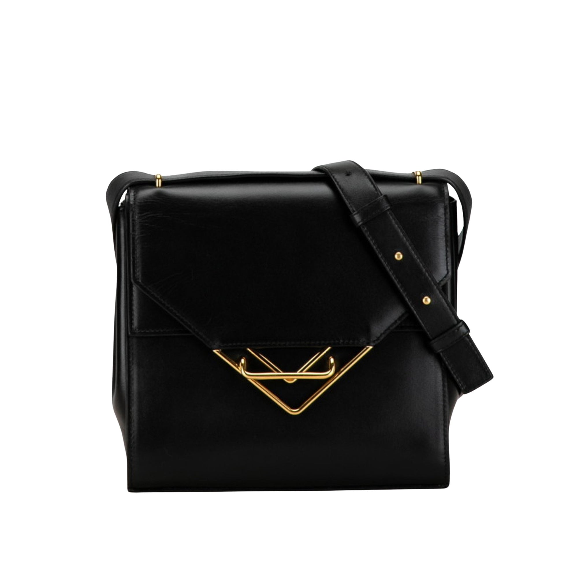 Bottega Veneta The Clip Black Leather Shoulder Bag