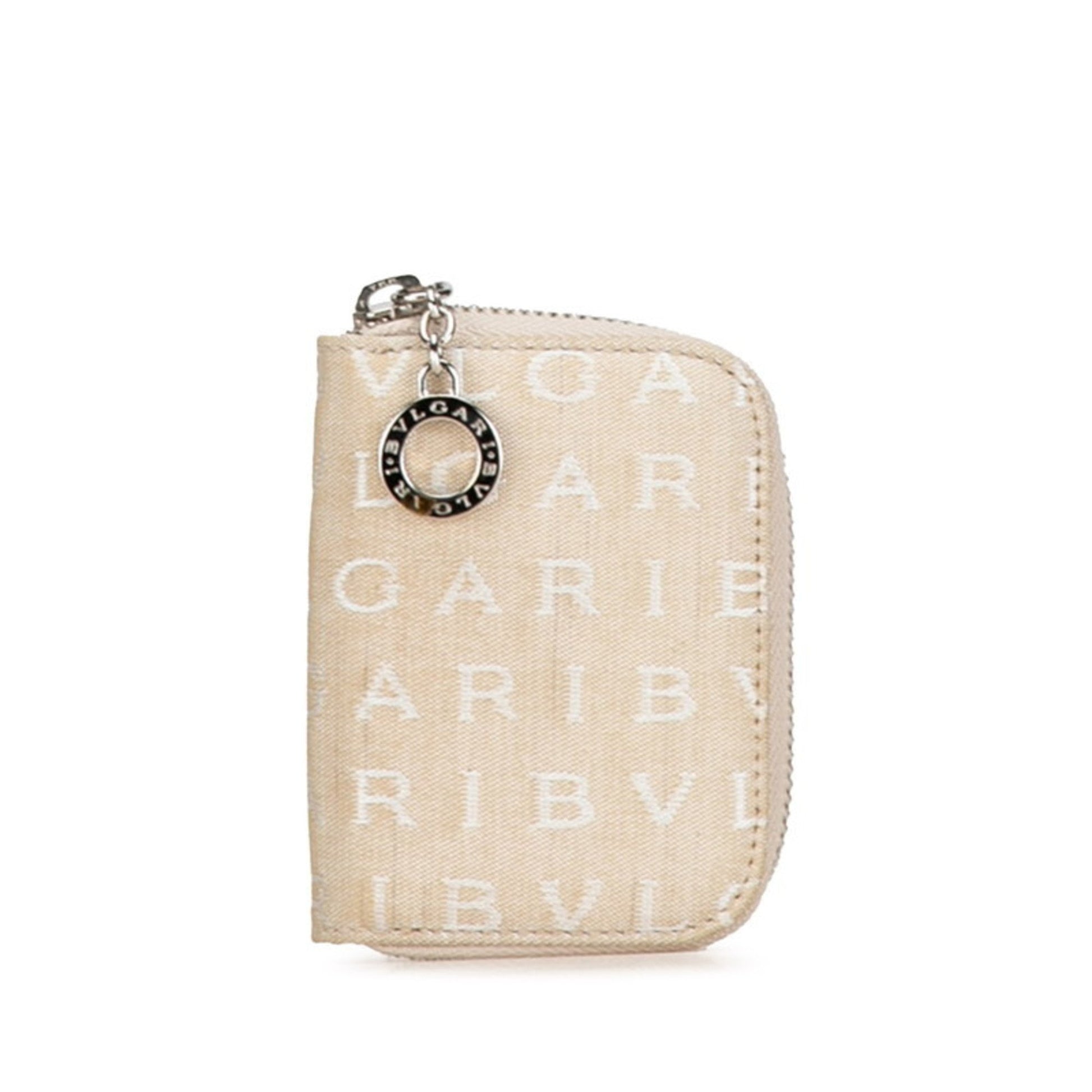 Bulgari Logo mania Beige Canvas Wallet 