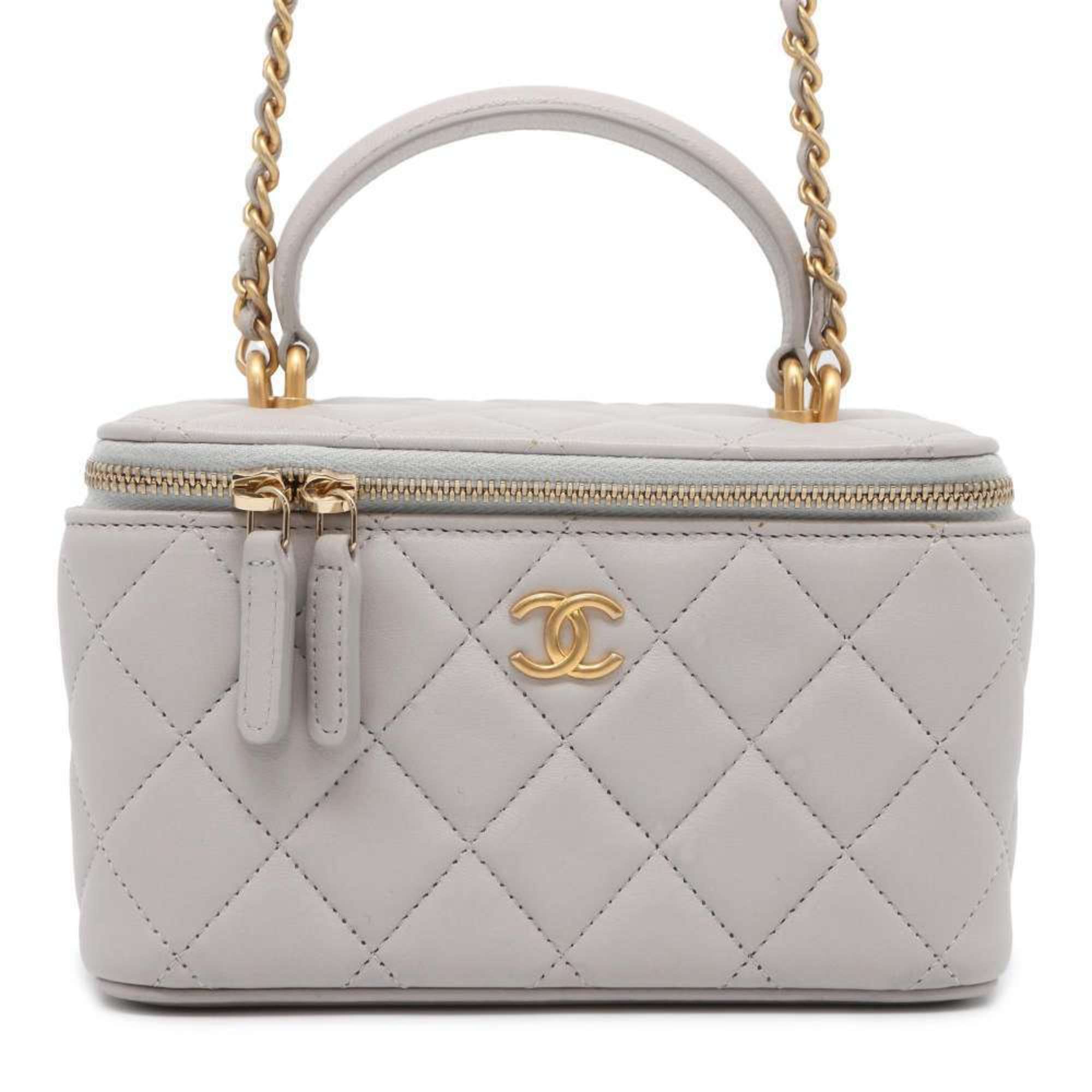 Chanel Vanity Grey Leather Shoulder Bag