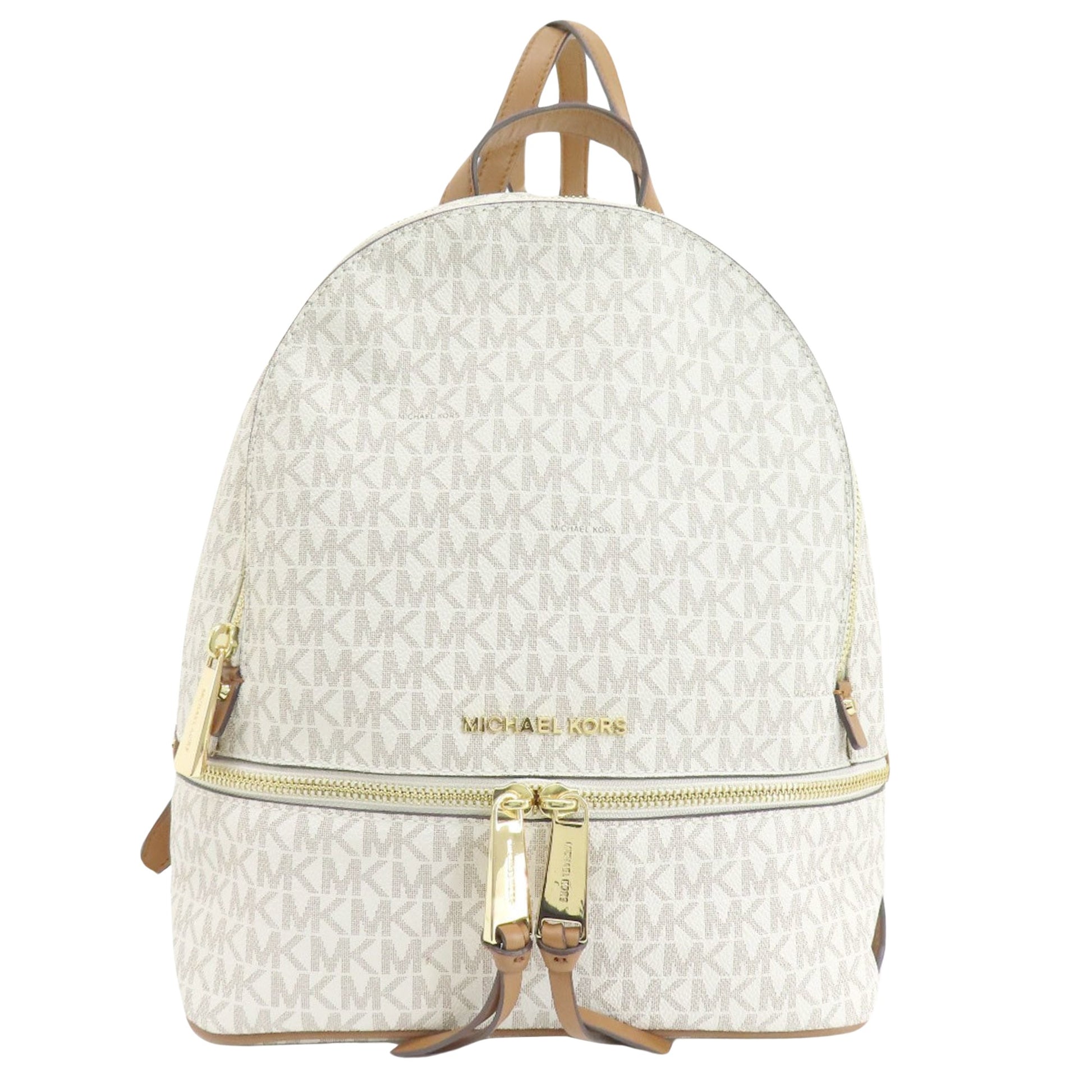 Michael Kors Rhea White Canvas Backpack Bag