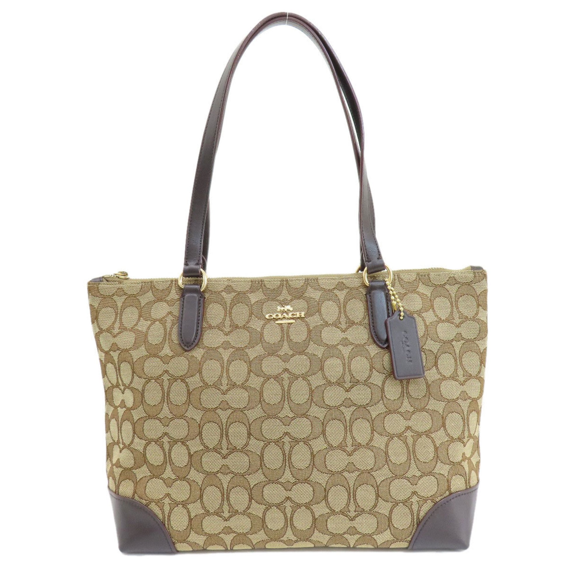 Coach Signature Beige Canvas Tote Bag