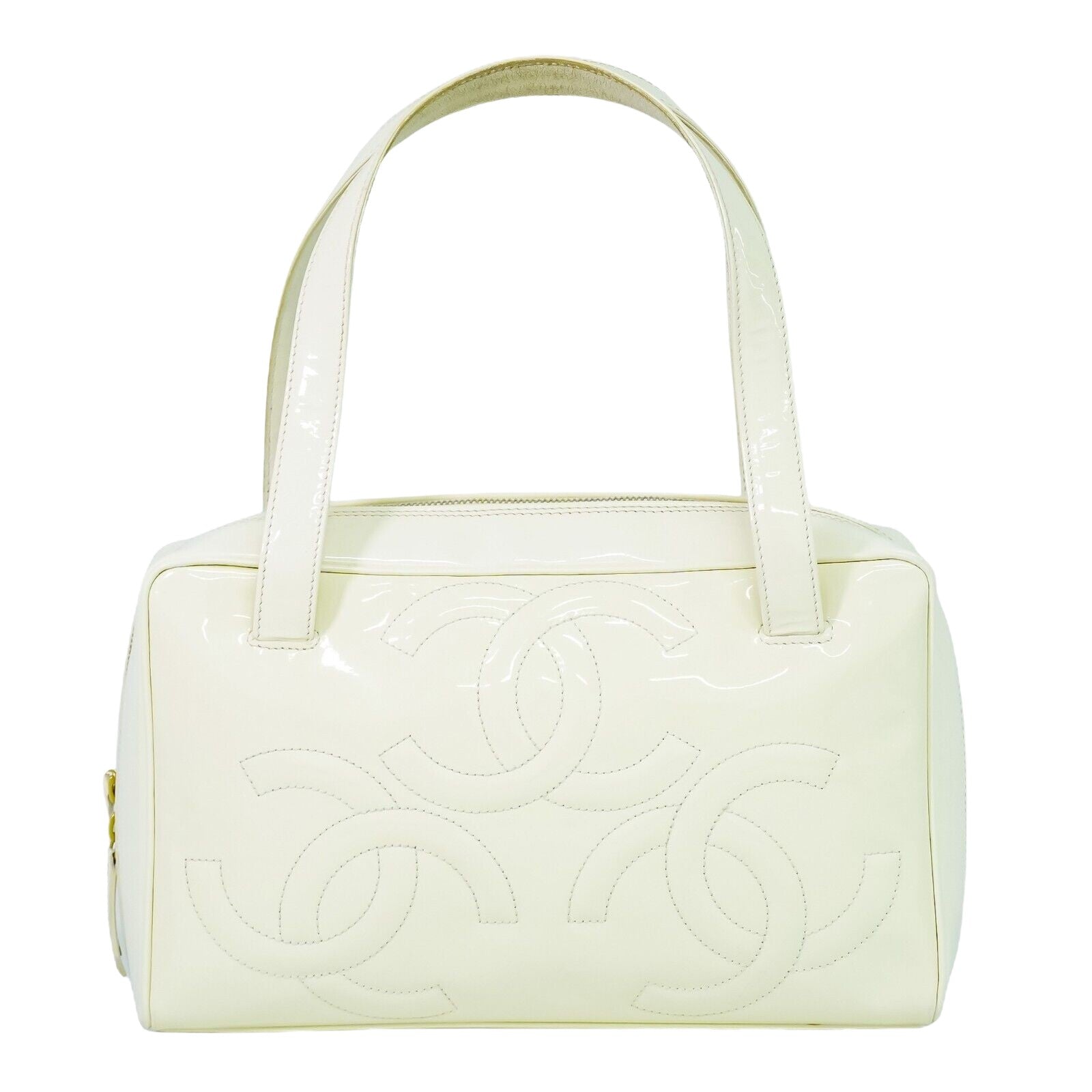 Chanel Triple coco White Patent Leather Handbag 