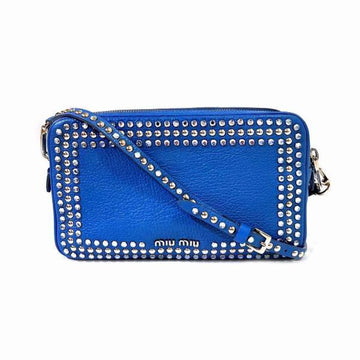 Miu Miu Ribbon Blue Leather Shoulder Bag