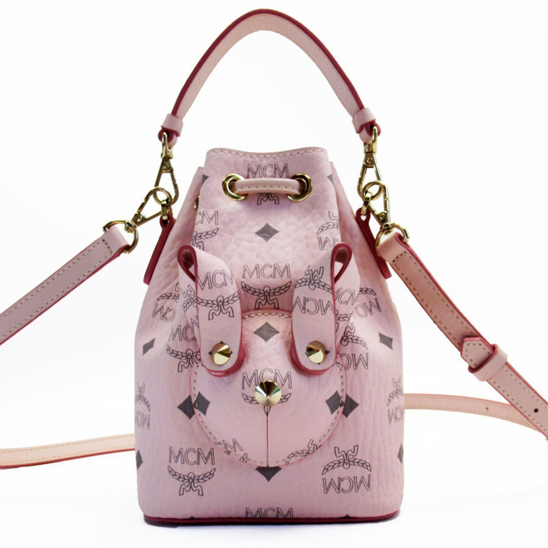 MCM Visetos Pink Leather Shoulder Bag