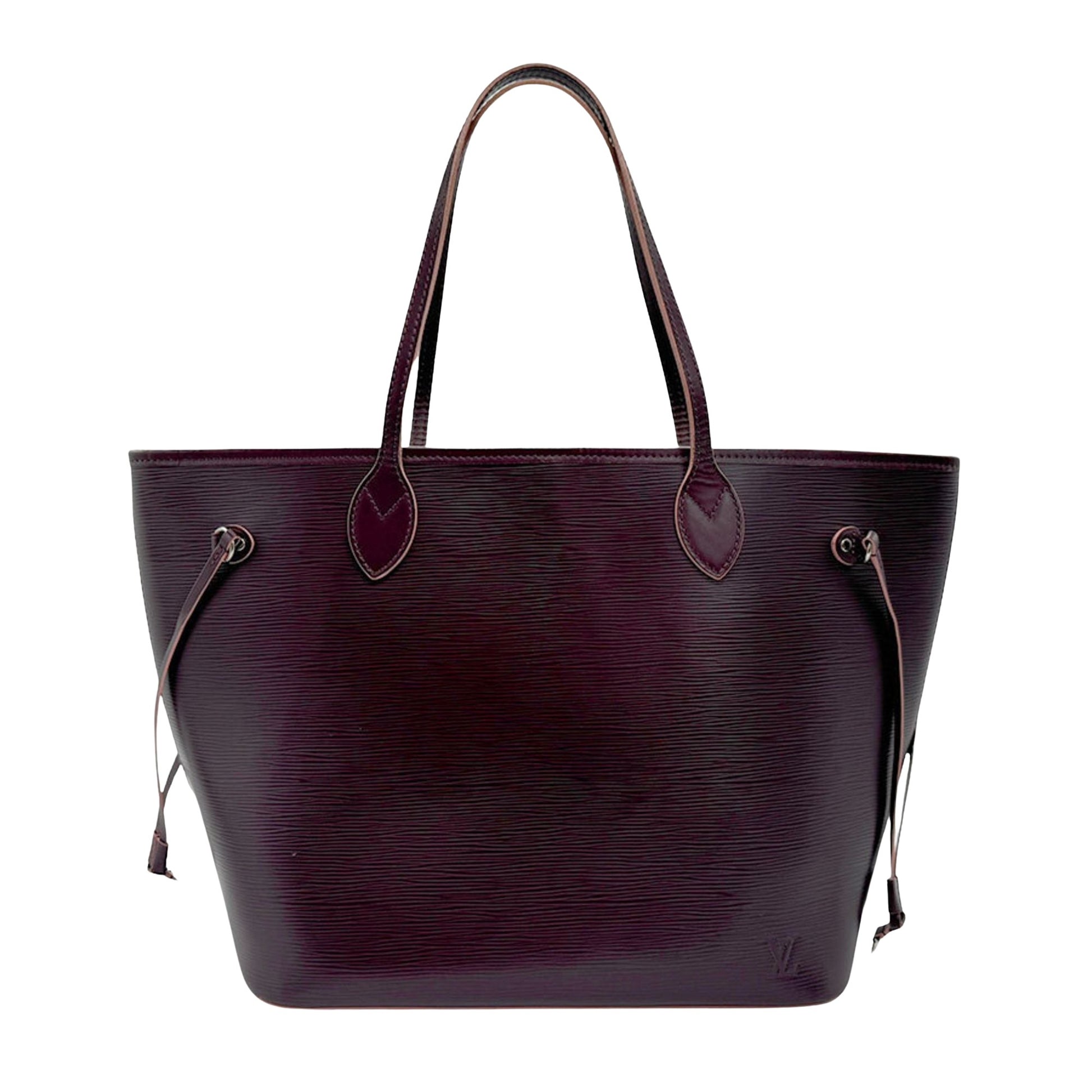 Louis Vuitton Neverfull MM Purple Leather Tote Bag