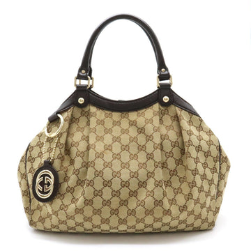 Gucci Sukey Camel Canvas Handbag 