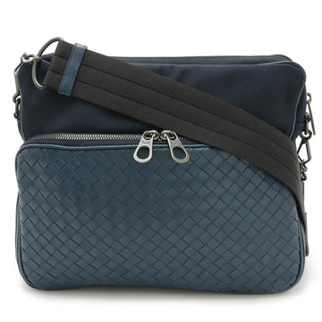 Bottega Veneta Intrecciato Blue Canvas Shoulder Bag