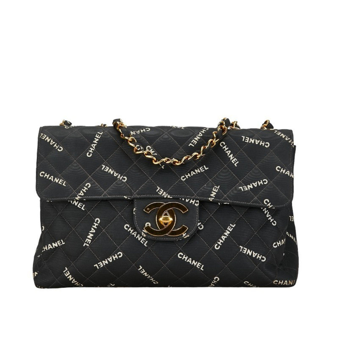 Chanel Jumbo Black Canvas Shoulder Bag