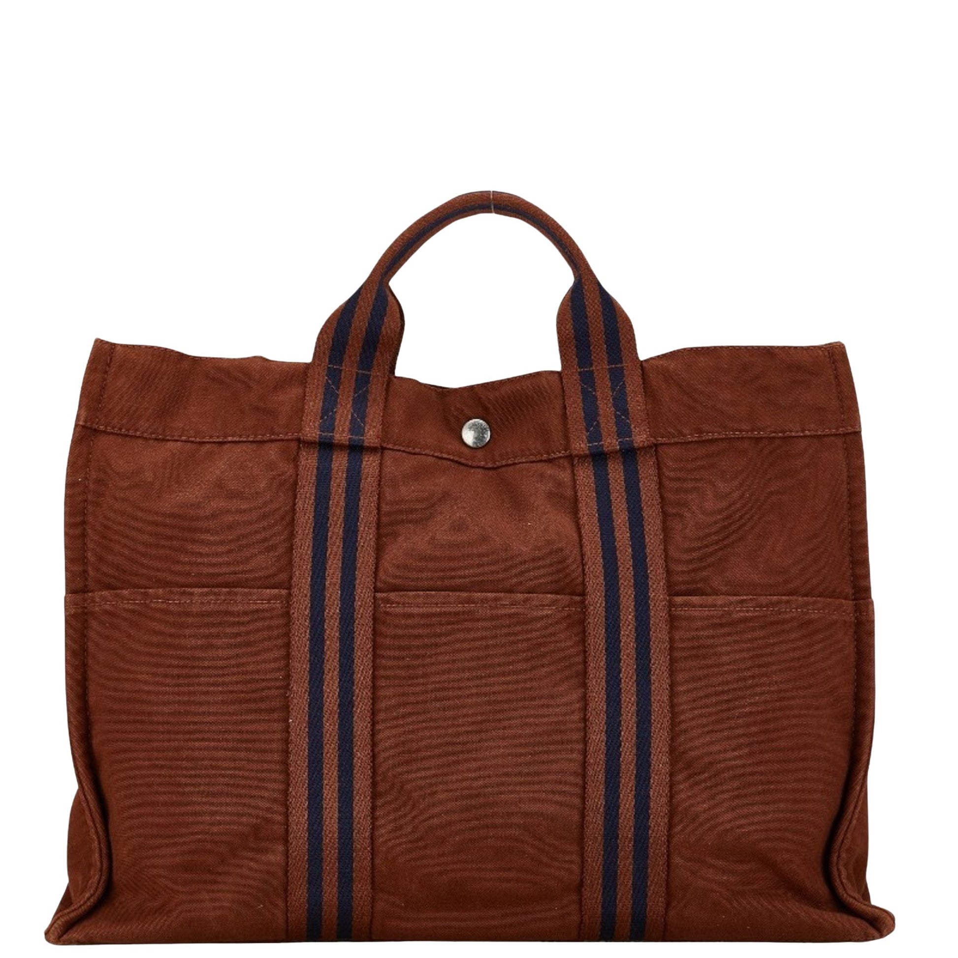 Hermès Cabas Brown Canvas Handbag 