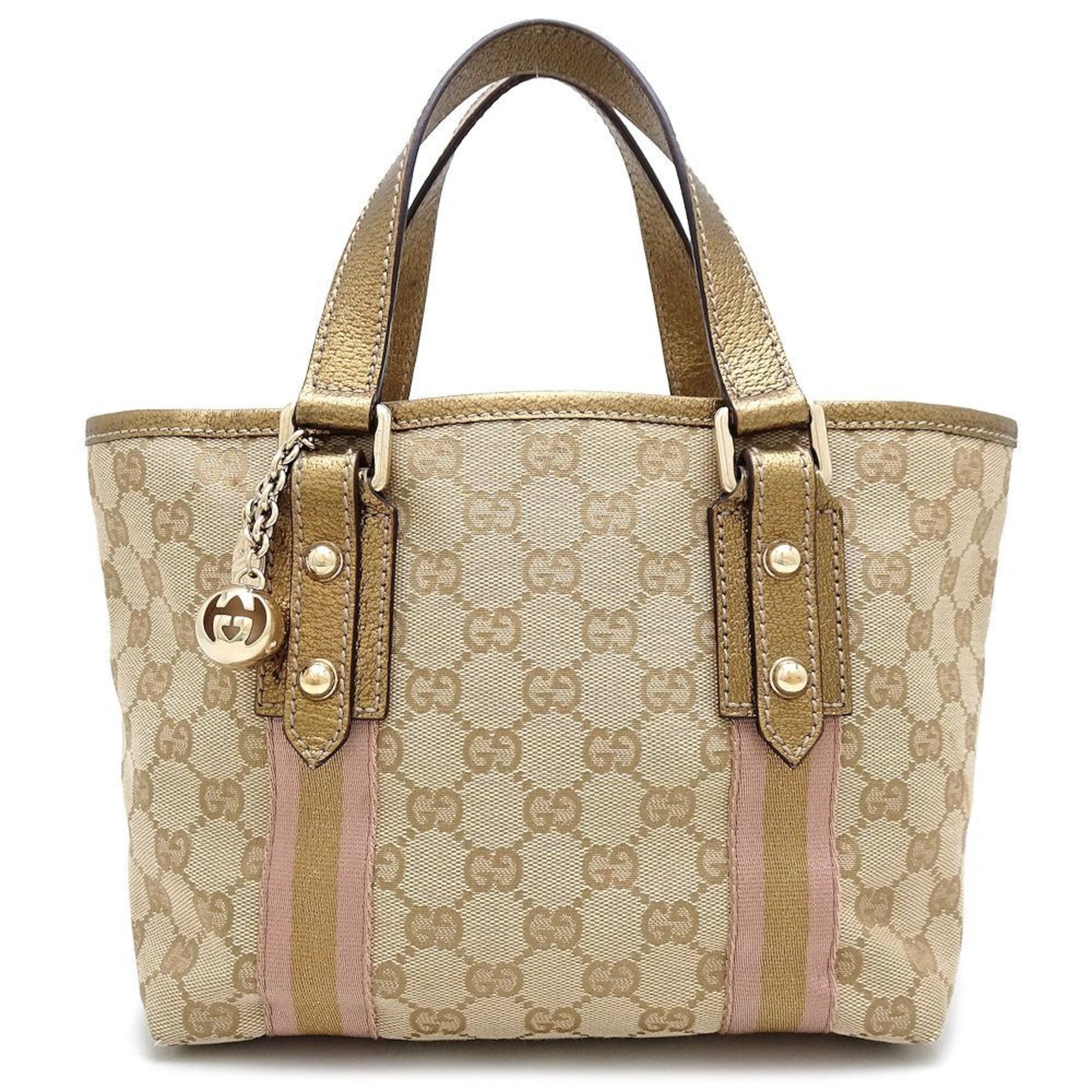 Gucci Sherry Beige Canvas Handbag 