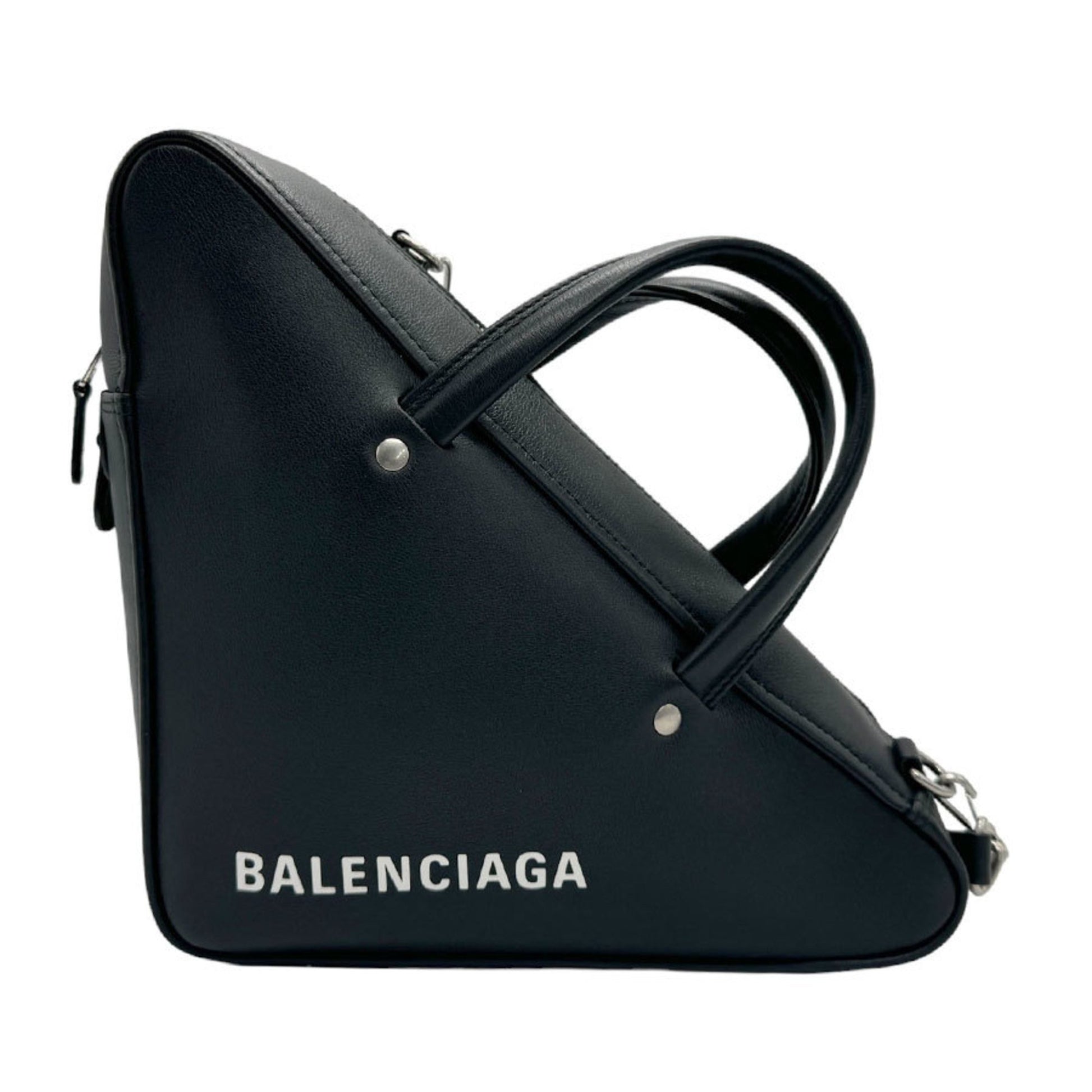 Balenciaga Triangle Duffle Black Leather Shopper Bag